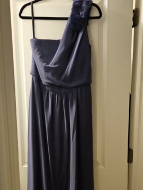Cynthia Rowley One-Shoulder Slate Blue Evening Gown